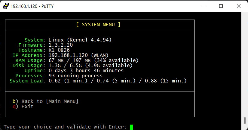 System menu